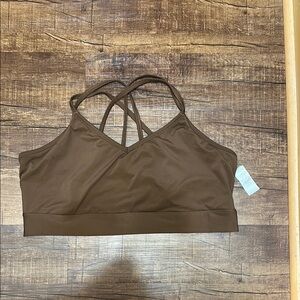 Madewell Brown Seamless Sports Bra with Wide Straps